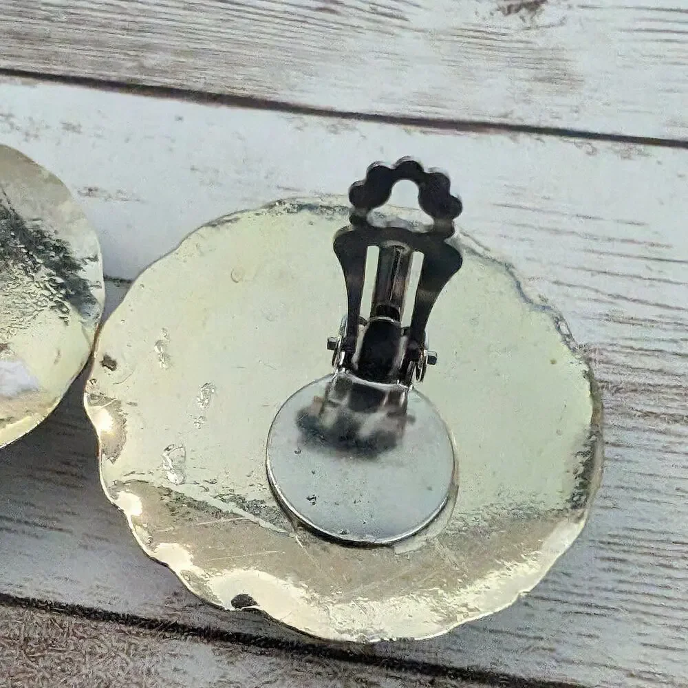 Vintage Clip On Earrings - Large Statement Redish with Gold Tone Halo